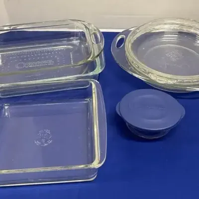 Glass Baking Dishes - Pyrex, Ovations, Square, Rectangle, Pie, Round, Lidded Container 