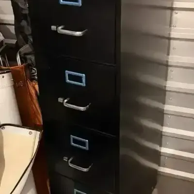 Black Filing Cabinet - 4 Compartments With Hanging Rail
