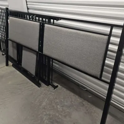 Coaster Fine Furniture Metal King Bedframe - Black Steel Frame W/ Dual Gray Upholstered Head & Foot