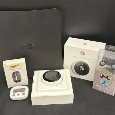 Smart Home Assortment - Google Nest Thermostat, Smart Watch, Wireless Earbuds & TV Antenna