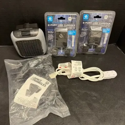 Home Utility Electronics - Handy Heater Space Heater, 2-Port USB Chargers & Extension Cord