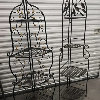 2 Corner Garden Metal Plant Stands or Bookshelves - 4 Tier, Foldable
