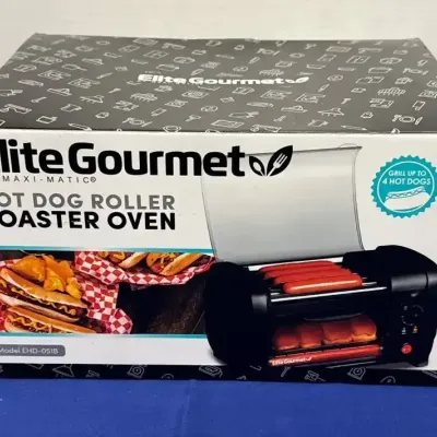 New Elite Gourmet Hot Dog Roller Toaster Oven - Grill Up To 4 Hotdogs, Model EHD-051B