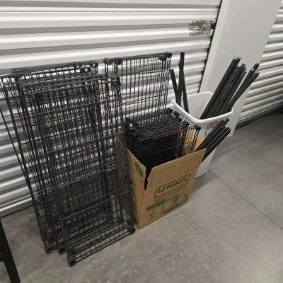 2 Disassembled Black Wire Shelving Units - 9 - 3ft Pieces, 9 - 2ft. Pieces