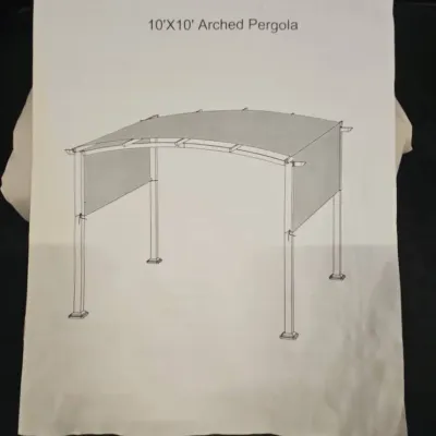 Arched Pergola 10FT X 10FT With Tan Top And Black Metal Frame