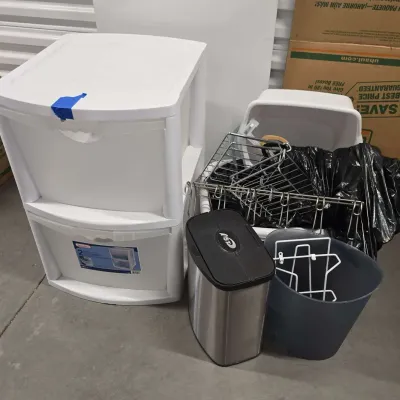 Household Goods - Laundry Baskets, Motion Garbage, Hooks, Sterlite 2 Bin Storage System, Hangers