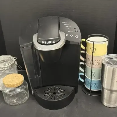 Coffee Station Collection - Keurig K-Classic Pod Machine, Stackable Espresso Mug Set & Storage Jars