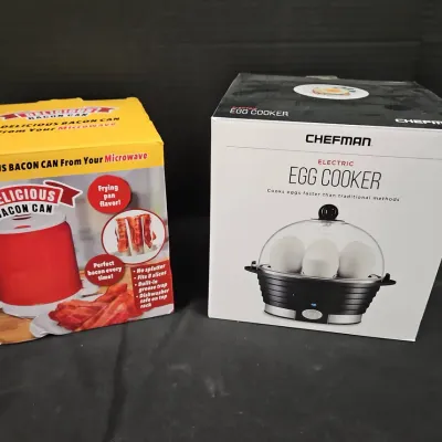 NEW! Delicious Bacon Can AND Chefman Egg Cooker