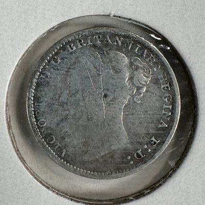 1886 Great Britain 3 Pence .925 Silver Coin - Young Queen Victoria