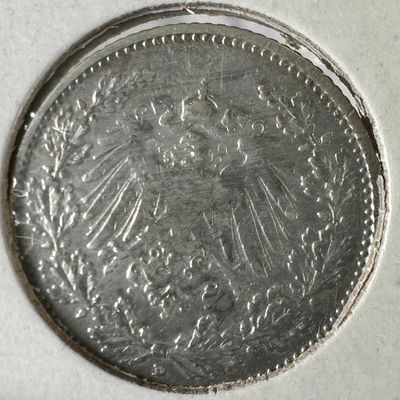 -*1906 German 1/2 Mark .900 Silver Coin