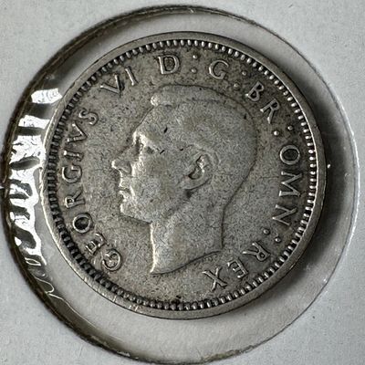 1938 Great Britain 3 Pence .500 Silver Coin - George VI