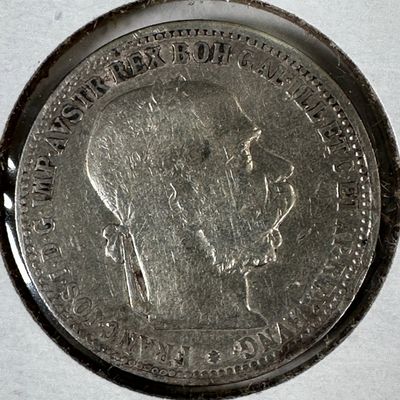 1893 Austria-Hungary Emp. 1 Corona .835 Silver Coin