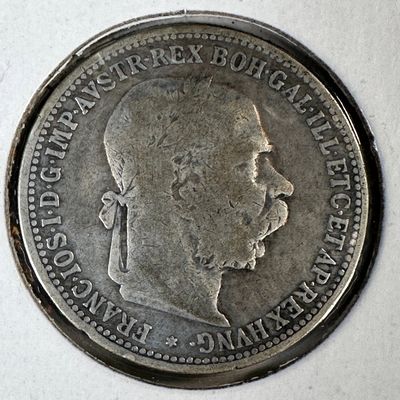 1893 Austro-Hungarian Emp. 1 Corona .835 Silver Coin