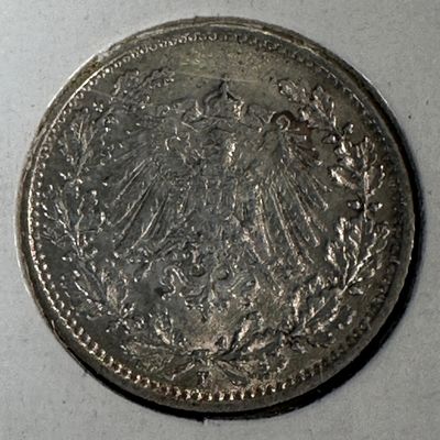 -*German 1906 1/2 Mark .900 Silver Coin