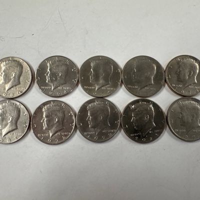 Collection of 10 Kennedy Half Dollar Coins