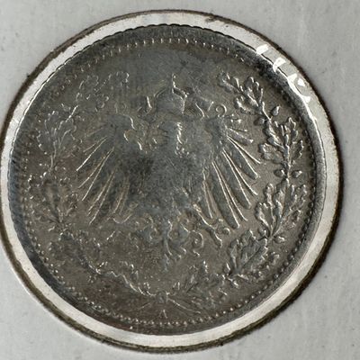 -*1907 German 1/2 Mark .900 Silver Coin