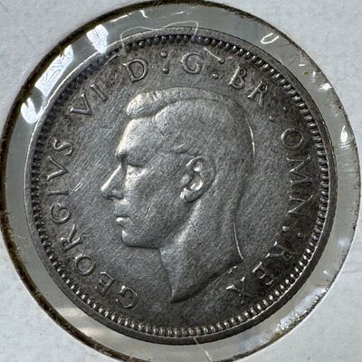 1945 British Sixpence Coin - 500 Silver