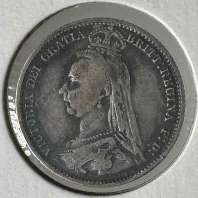-*1891 Great Britain Six Pence .925 Silver Coin - Queen Victoria