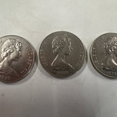 Three Isle of Man One Crown Coins