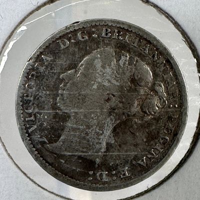 -*1883 Great Britain .925 Silver Coin 3 Pence - Queen Victoria