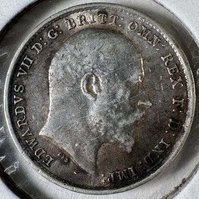 1902 Great Britain 3 Pence .925 Silver Coin - Edward VII