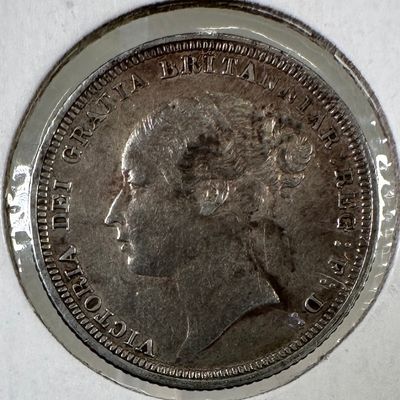 1883 Great Britain Six Pence .925 Silver Coin - Young Queen Victoria