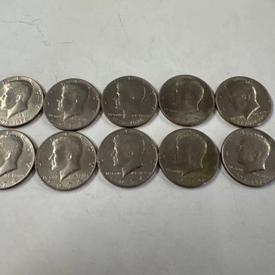 Collection of Ten Kennedy Half Dollar Coins