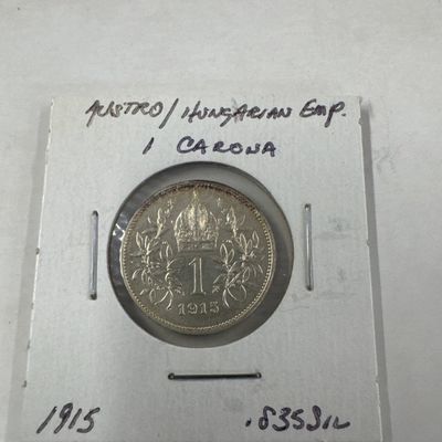 1915 Austro-Hungarian Empire 1 Corona Silver Coin
