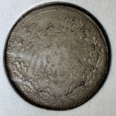-*German 1906 1/2 Mark .900 Silver Coin