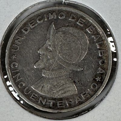 -*1953 Republica de Panama 1/10 Balboa .900 Silver Coin - Cincuentenario