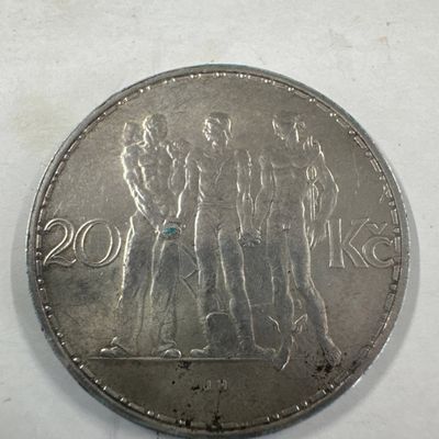 1937 Czechoslovakia 20 Korun Coin