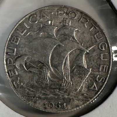 -*1951 Portugal 2.5 Escudos .650 Silver Coin