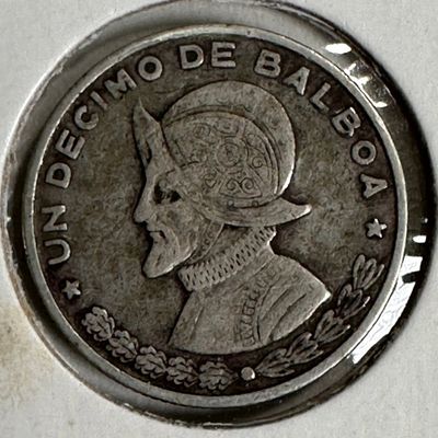 1961 Panama 1/10 Balboa .900 Silver Coin -  Vasco NuÃ±ez de Balboa