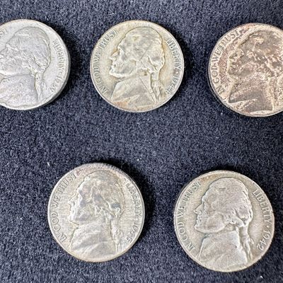 Five Jefferson Nickels