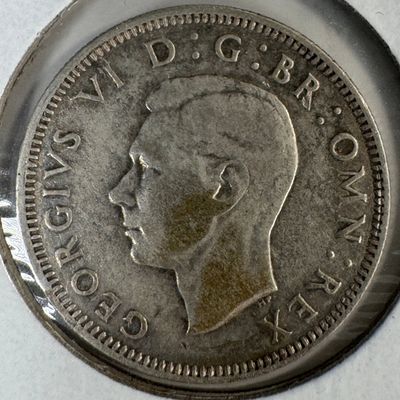 -*1937 British One Shilling .500 Silver Coin - George VI