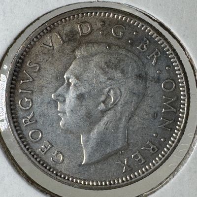 -*1943 Great Britain Sixpence .500 Silver Coin - George VI
