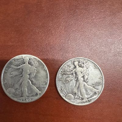 Two Walking Liberty Half Dollar Coins - 1940 and 1943