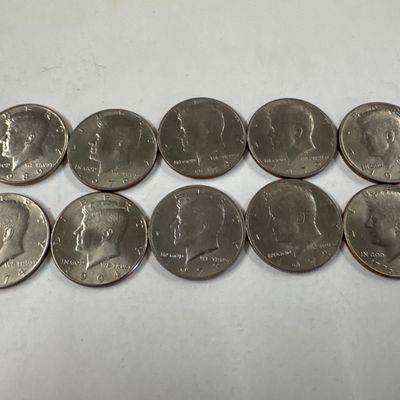 Collection of 10 Kennedy Half Dollar Coins