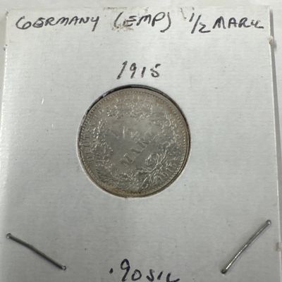 1915 Germany (EMP) 1/2 Mark Coin