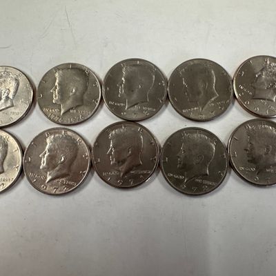 Collection of 10 Kennedy Half Dollar Coins