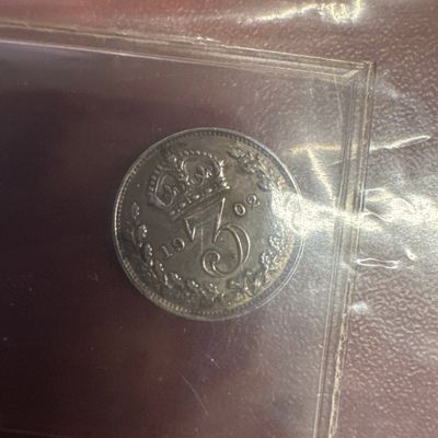 1902 British Silver Crown 3 Pence Coin