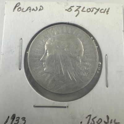 1933 Poland 5 Zlotych Coin