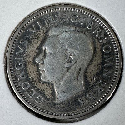 1939 Great Britain 6 Pence .500 Silver Coin - George VI