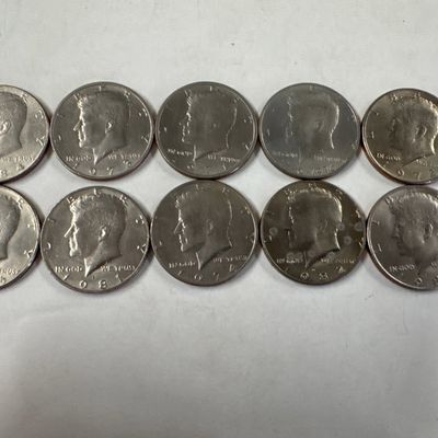 Collection of 10 Kennedy Half Dollar Coins