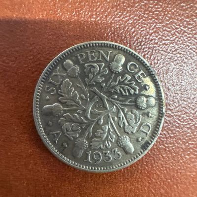 1933 British Sixpence Coin