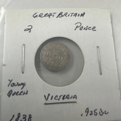 1838 Great Britain 2 Pence Young Queen Victoria Coin