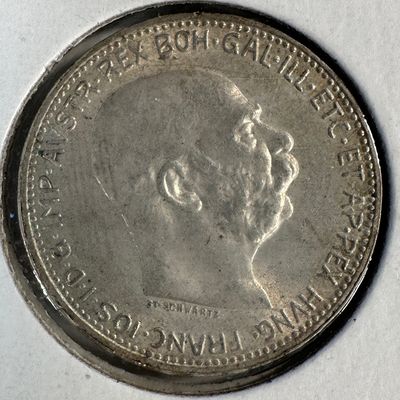1915 Austria-Hungary Emp. 1 Corona .835 Silver Coin