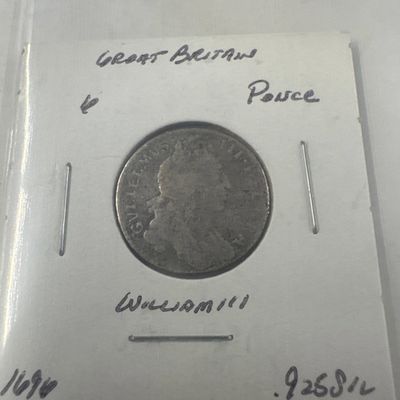 Great Britain 1696 William III Silver Penny Coin