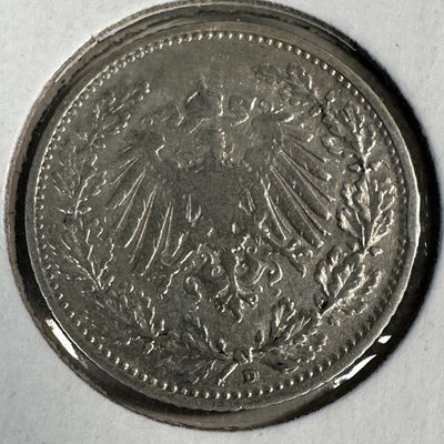 -*1906 German 1/2 Mark .900 Silver Coin