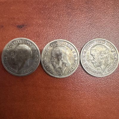 Three British Silver Sixpence Coins - George V